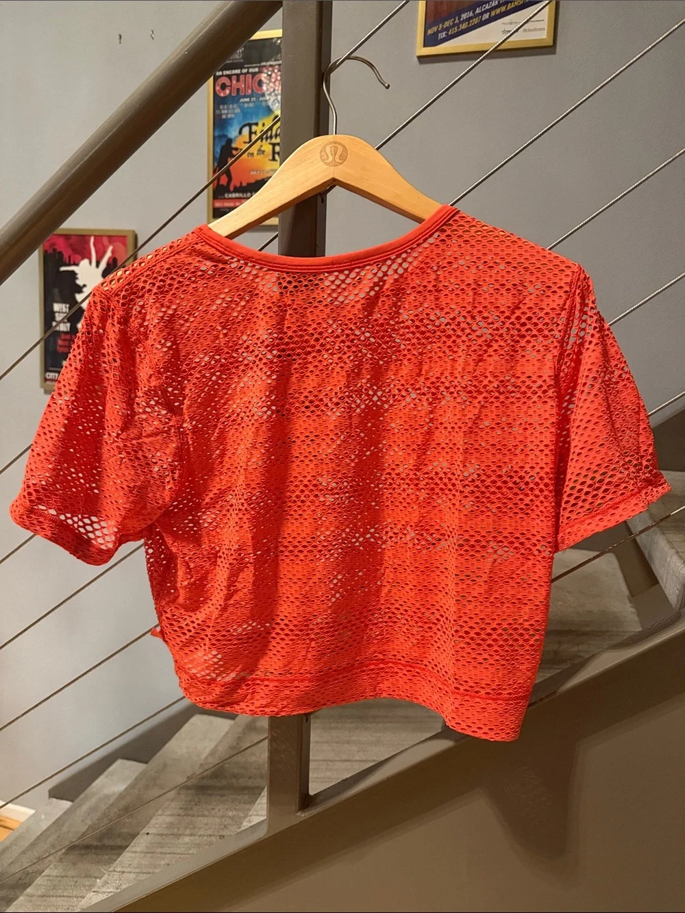Lululemon Orange Open Mesh Cropped Training Tee Size 4